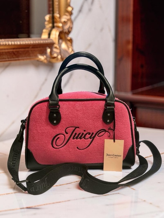 Juicy Couture Handbags - Juicy Couture NWT Rich Pink Crossbody Satchel Chic Black Trim (P241)